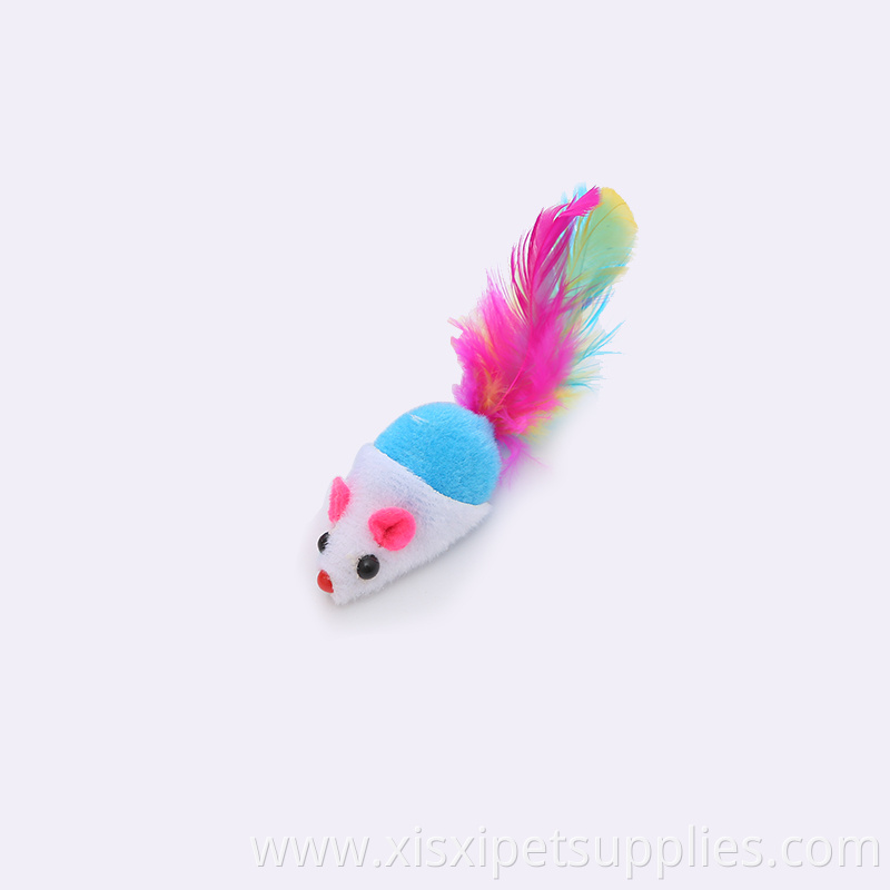 The factory spot colorful feathers mouse interactive cat toy